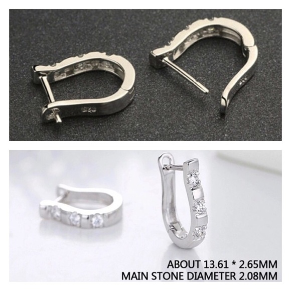 NEW!💙💎HORSE SHOE! BEAUTIFUL CZ EARRING💎💙BLING! - Picture 5 of 8